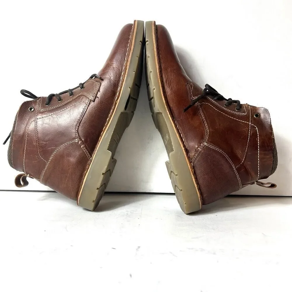 Steve Madden Brown Leather Chukka Boots Mens Sz 11 Combat Lace Up Comfort Casual